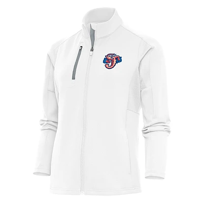 Women's Antigua White Jacksonville Jumbo Shrimp Generation Full-Zip Jacket