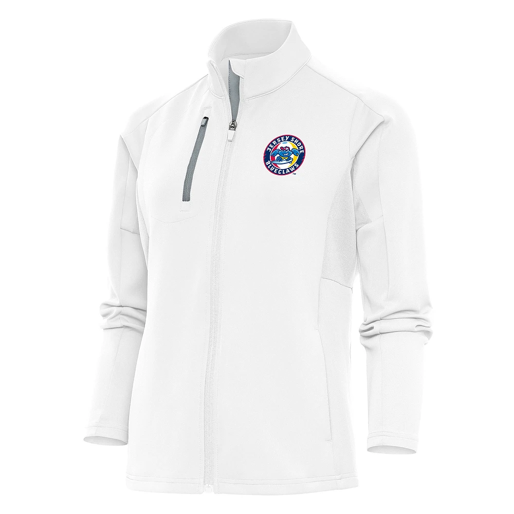 Women's Antigua White Jersey Shore BlueClaws Generation Full-Zip Jacket