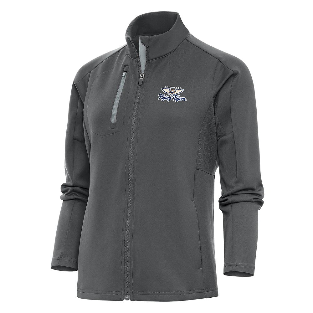 Women's Antigua Pewter Lakeland Flying Tigers Generation Full-Zip Jacket