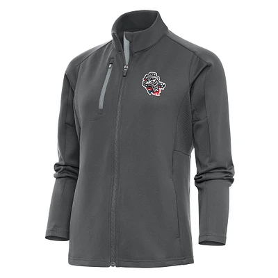 Women's Antigua Pewter Rocket City Trash Pandas Generation Full-Zip Jacket