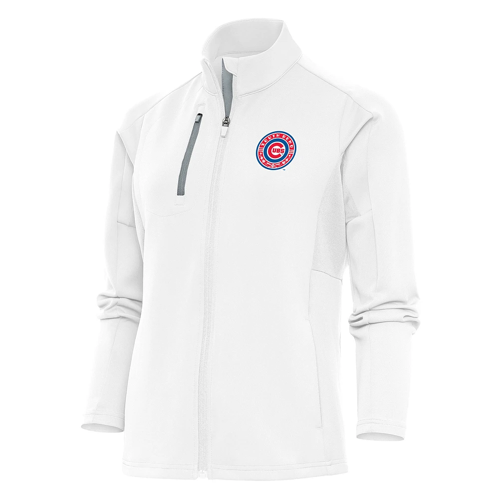 Women's Antigua White South Bend Cubs Generation Full-Zip Jacket