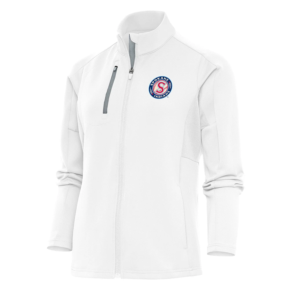Women's Antigua White Spokane Indians Generation Full-Zip Jacket