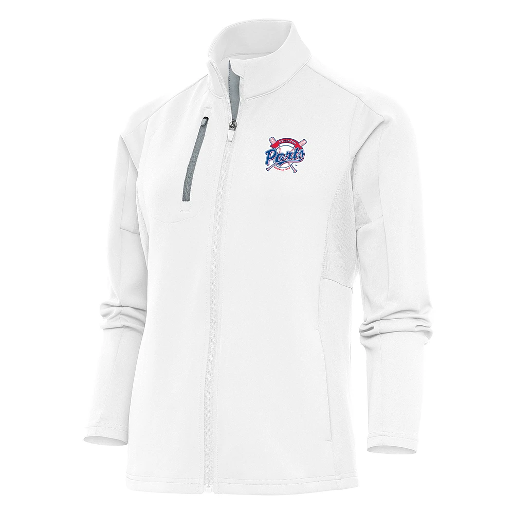 Women's Antigua White Stockton Ports Generation Full-Zip Jacket