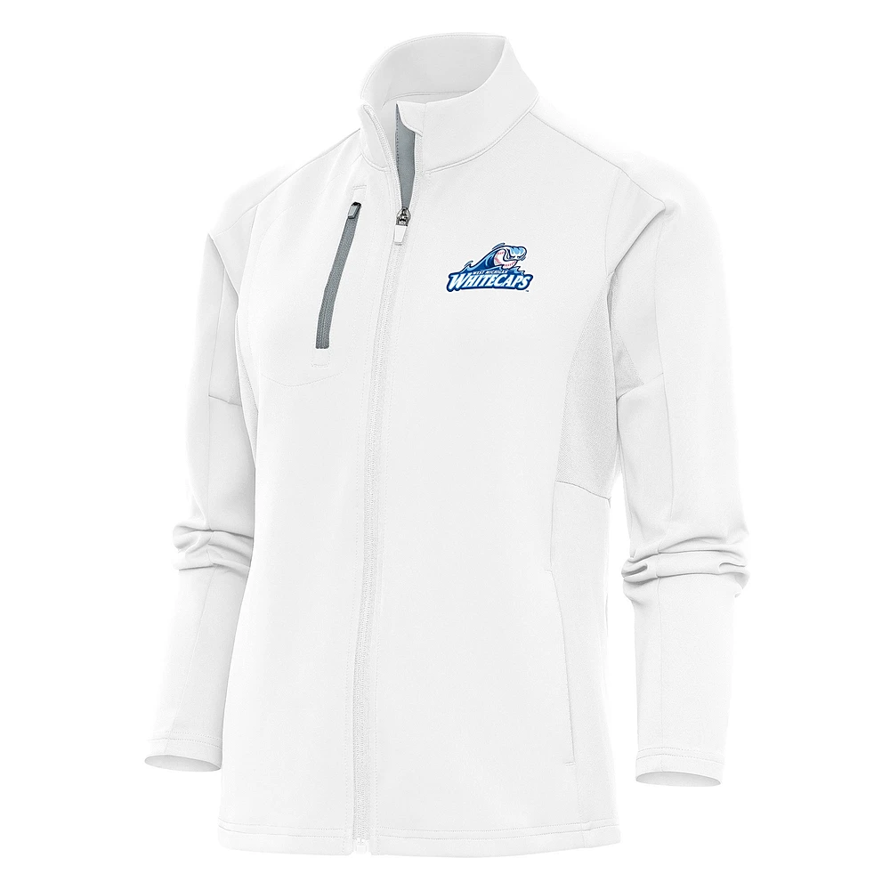 Women's Antigua White West Michigan Whitecaps Generation Full-Zip Jacket