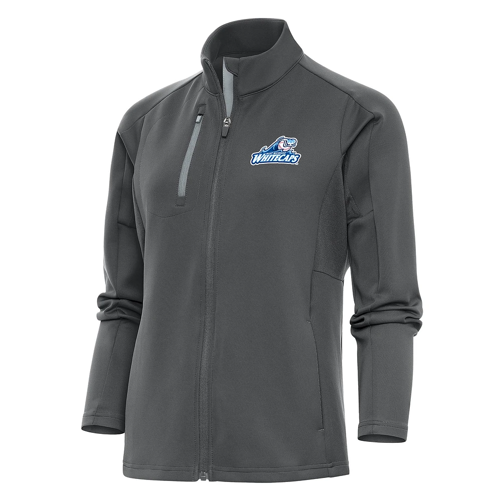 Women's Antigua Pewter West Michigan Whitecaps Generation Full-Zip Jacket
