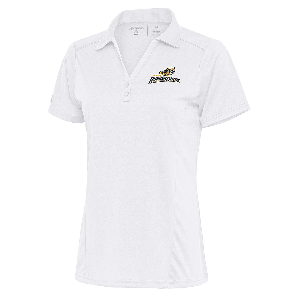 Women's Antigua White Akron RubberDucks Tribute Polo