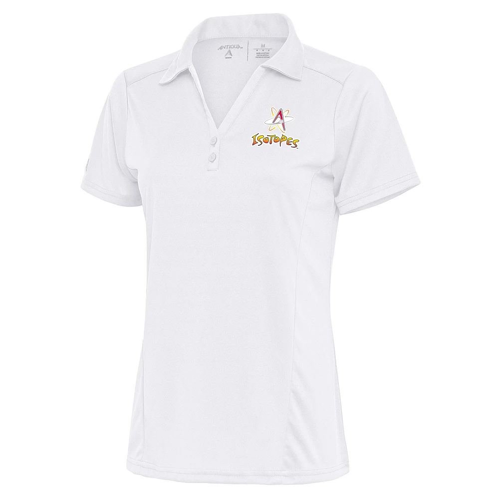 Women's Antigua White Albuquerque Isotopes Tribute Polo