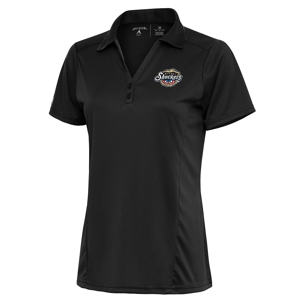 Women's Antigua Charcoal Biloxi Shuckers Tribute Polo