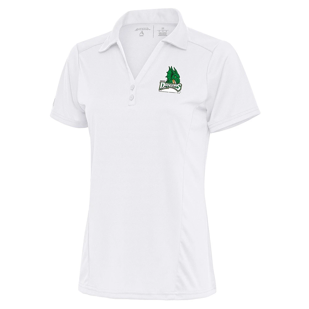 Women's Antigua White Dayton Dragons Tribute Polo
