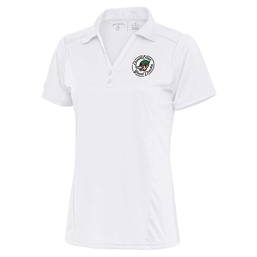 Women's Antigua White Down East Wood Ducks Tribute Polo