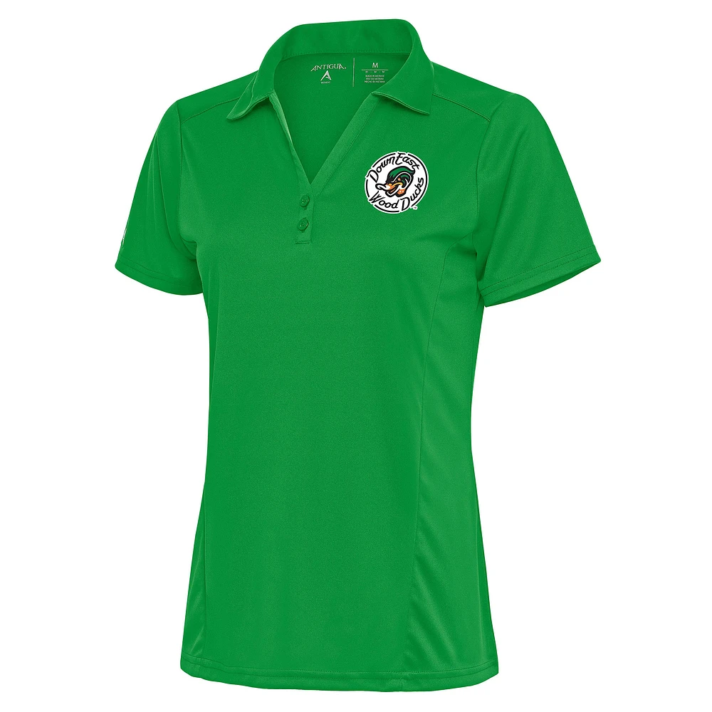 Women's Antigua Kelly Green Down East Wood Ducks Tribute Polo