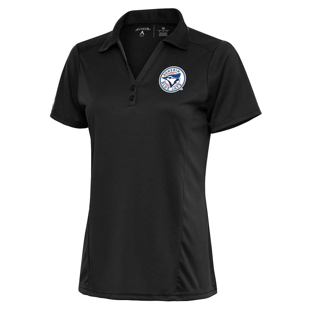 Women's Antigua Charcoal Dunedin Blue Jays Tribute Polo