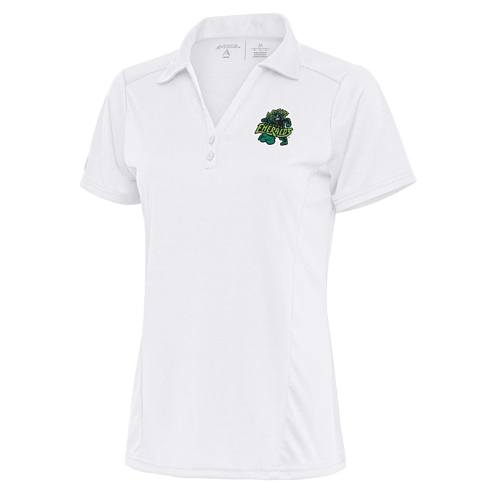 Women's Antigua White Eugene Emeralds Tribute Polo