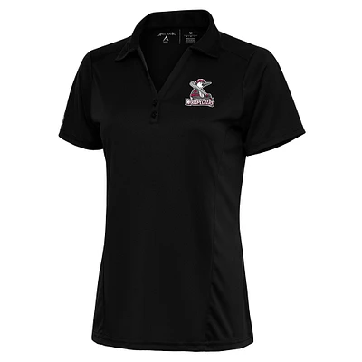 Women's Antigua Black Fayetteville Woodpeckers Tribute Polo