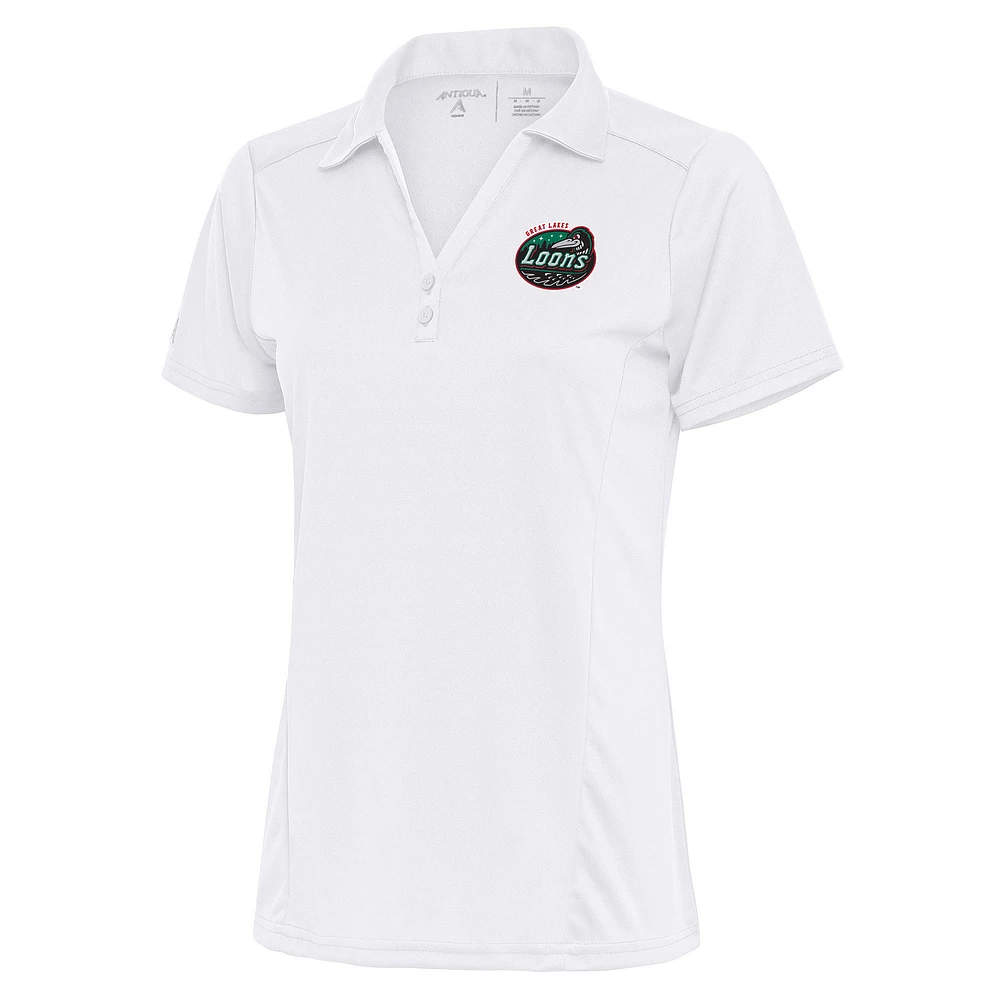 Women's Antigua White Great Lakes Loons Tribute Polo