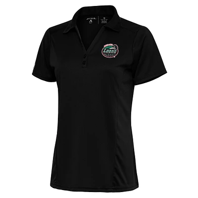 Women's Antigua Black Great Lakes Loons Tribute Polo