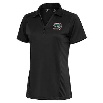 Women's Antigua Charcoal Great Lakes Loons Tribute Polo