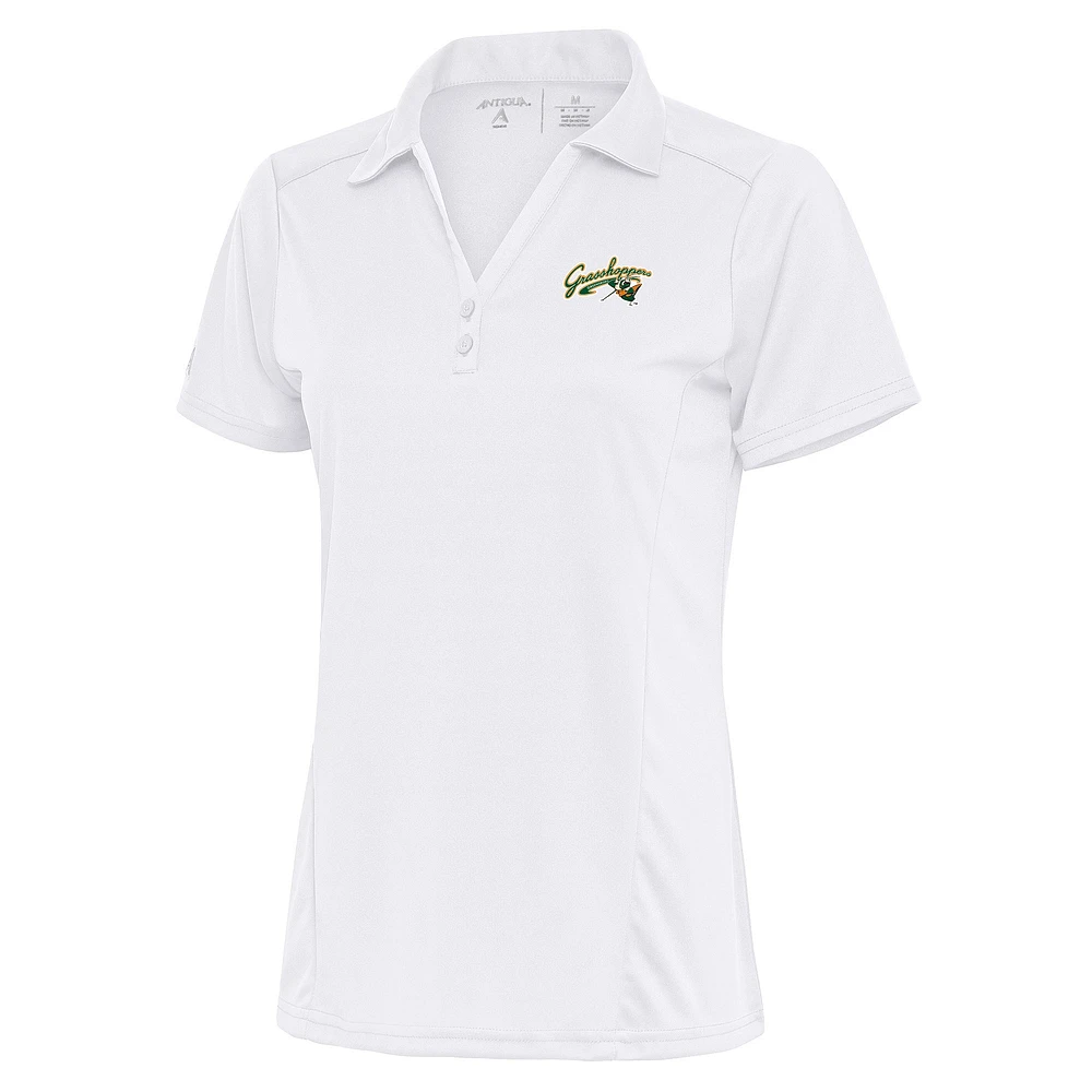 Women's Antigua White Greensboro Grasshoppers Tribute Polo