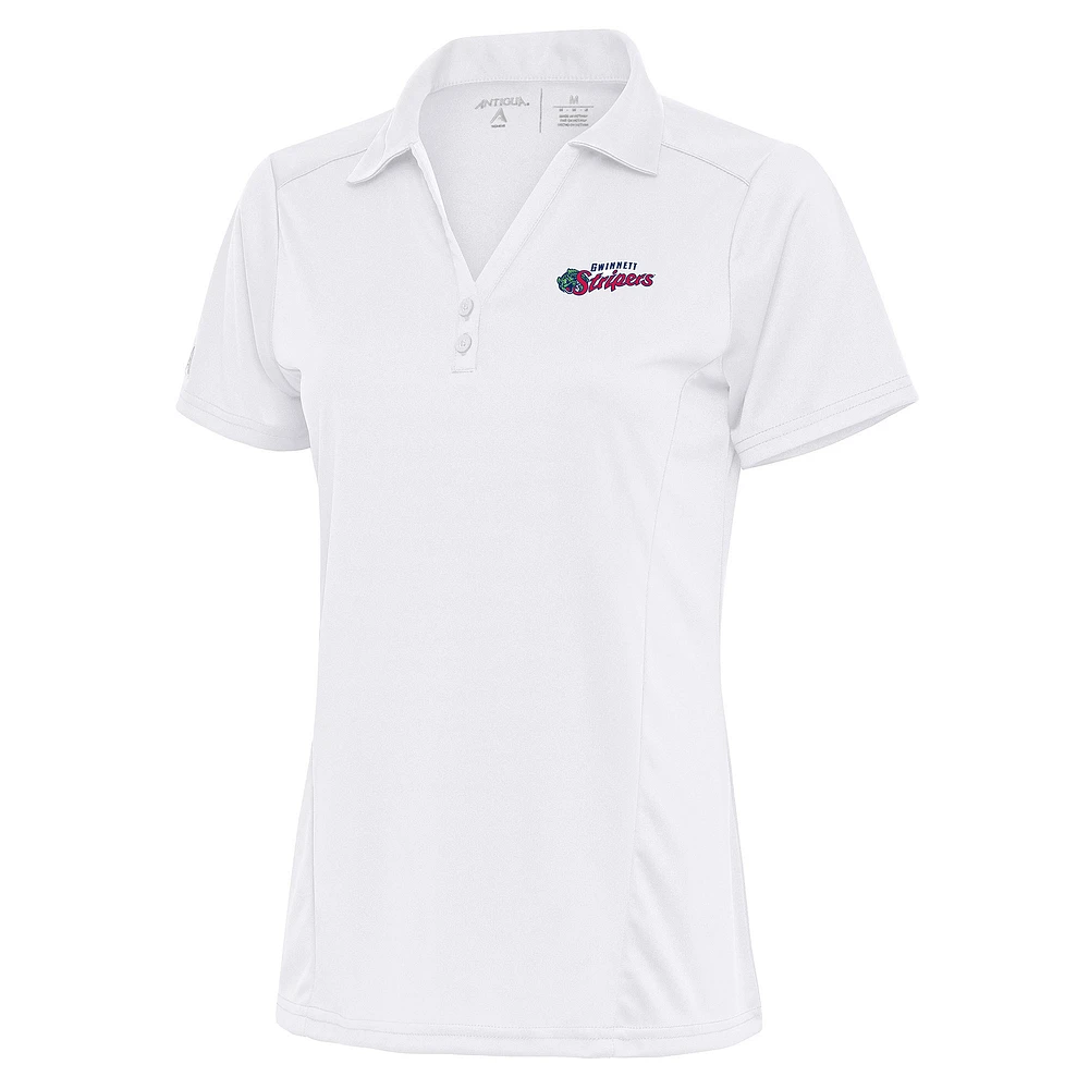 Women's Antigua White Gwinnett Stripers Tribute Polo
