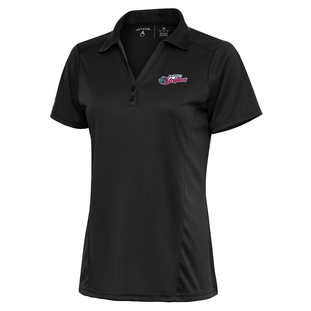 Women's Antigua Charcoal Gwinnett Stripers Tribute Polo