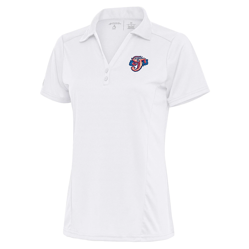 Women's Antigua White Jacksonville Jumbo Shrimp Tribute Polo
