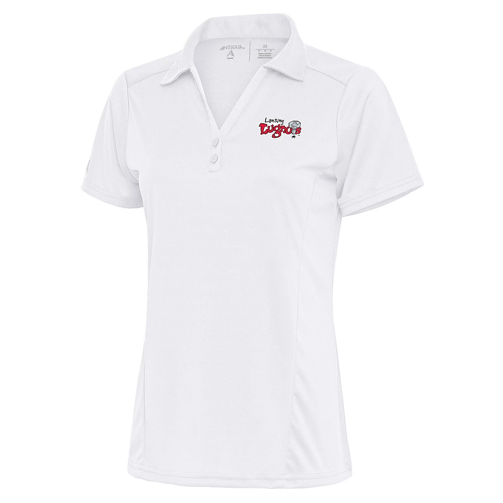 Women's Antigua White Lansing Lugnuts Tribute Polo