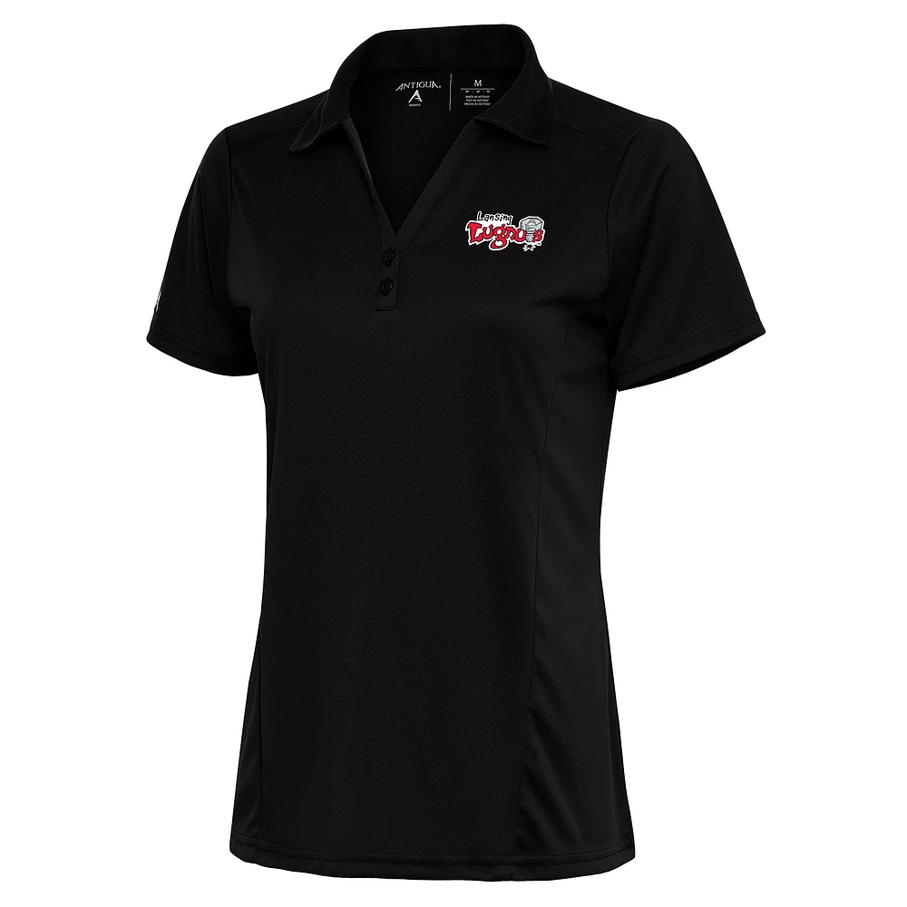 Women's Antigua Black Lansing Lugnuts Tribute Polo