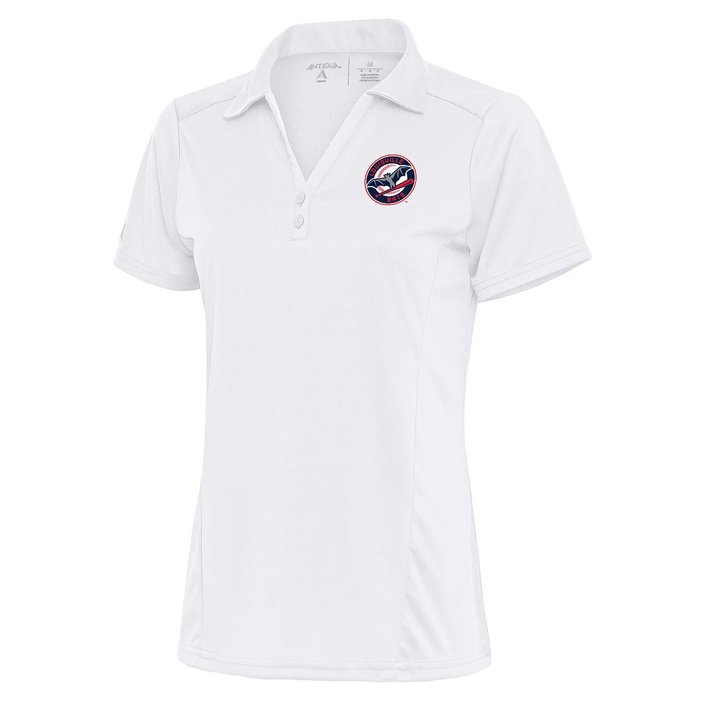 Women's Antigua White Louisville Bats Tribute Polo