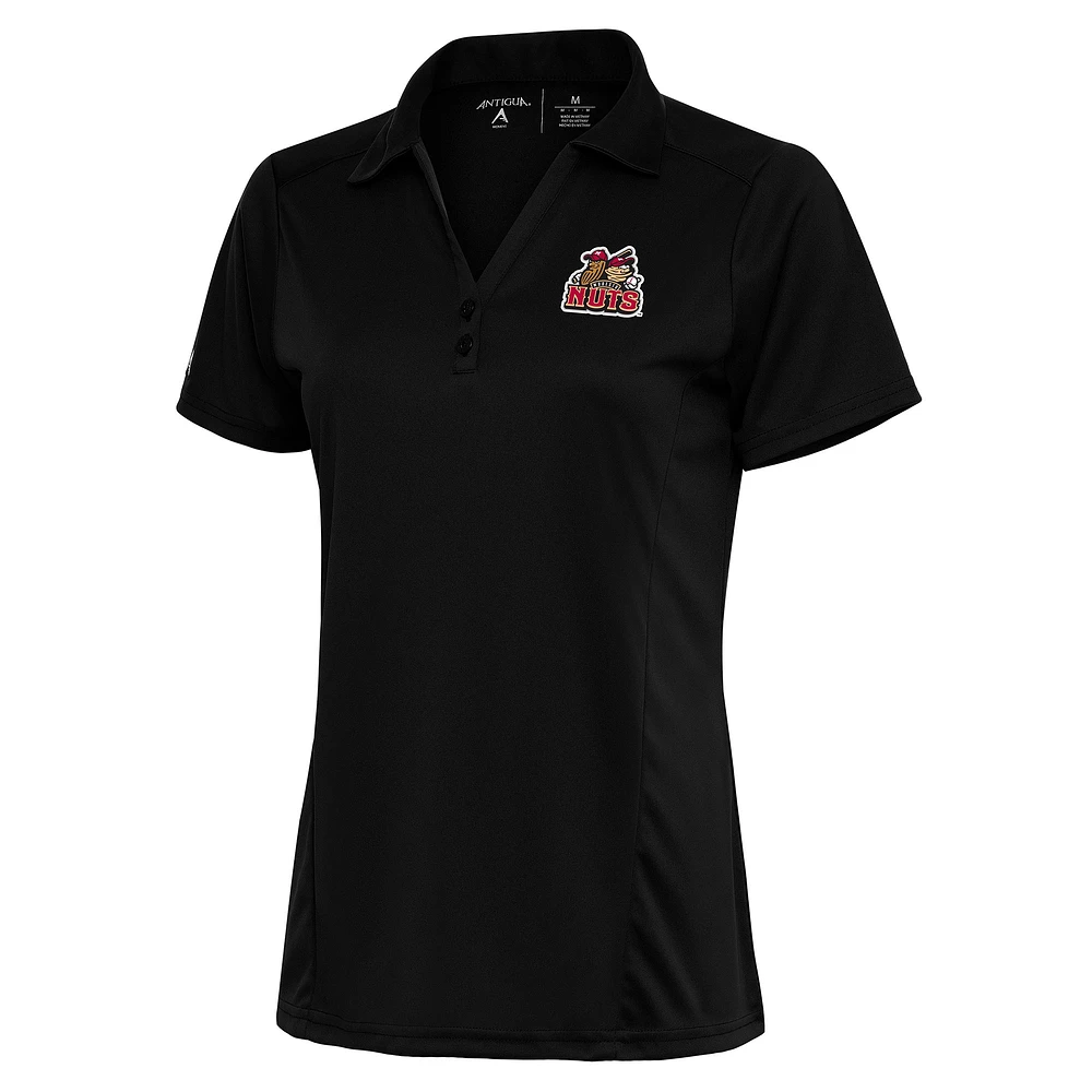 Women's Antigua Black Modesto Nuts Tribute Polo