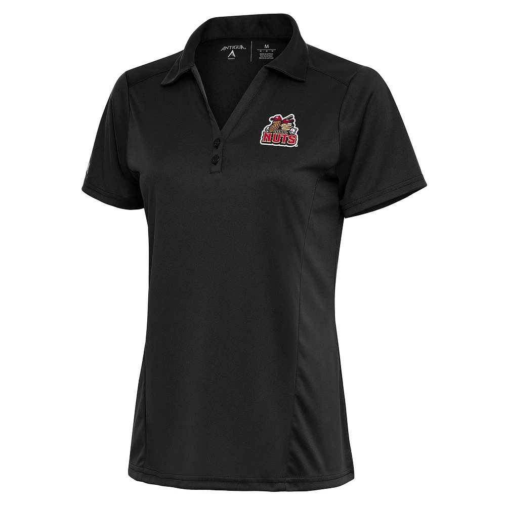 Women's Antigua Charcoal Modesto Nuts Tribute Polo