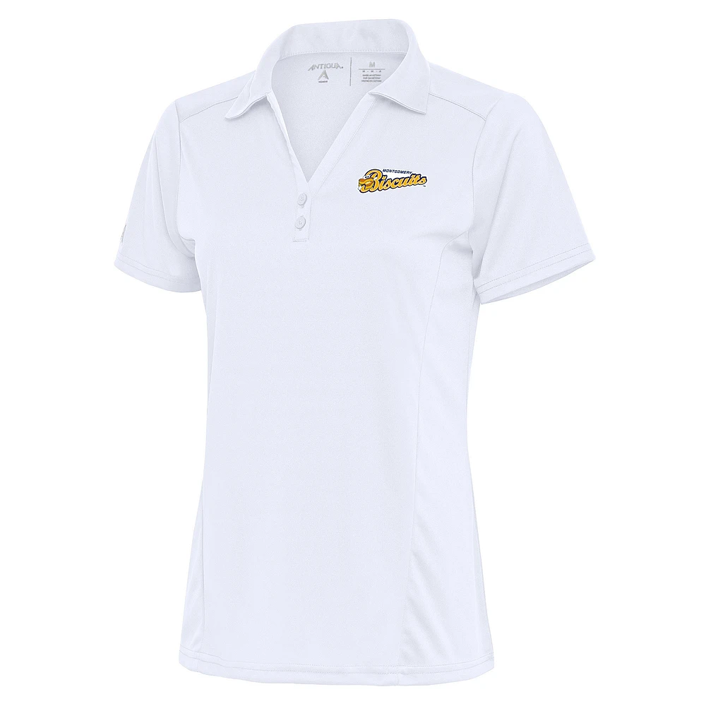 Women's Antigua White Montgomery Biscuits Tribute Polo