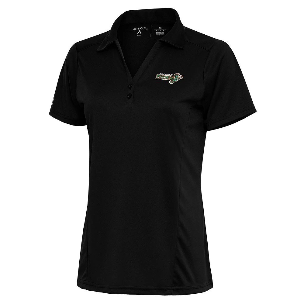 Women's Antigua Black Norfolk Tides Tribute Polo