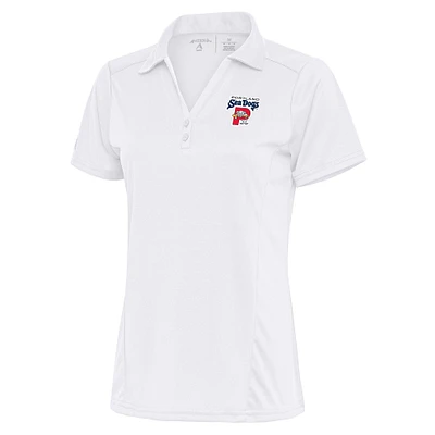 Women's Antigua White Portland Sea Dogs Tribute Polo