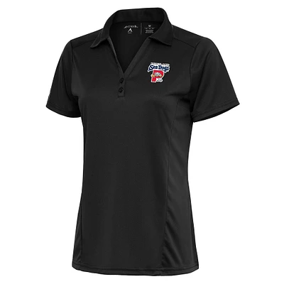 Women's Antigua Charcoal Portland Sea Dogs Tribute Polo