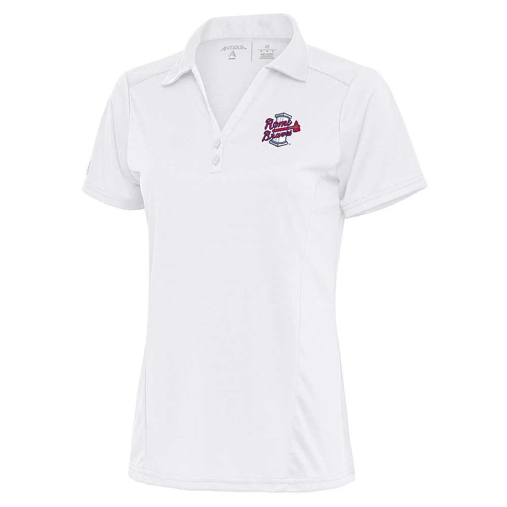 Women's Antigua White Rome Braves Tribute Polo