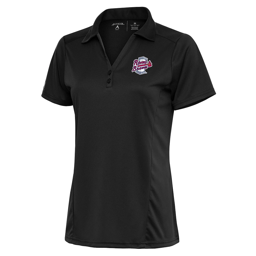 Women's Antigua Charcoal Rome Braves Tribute Polo
