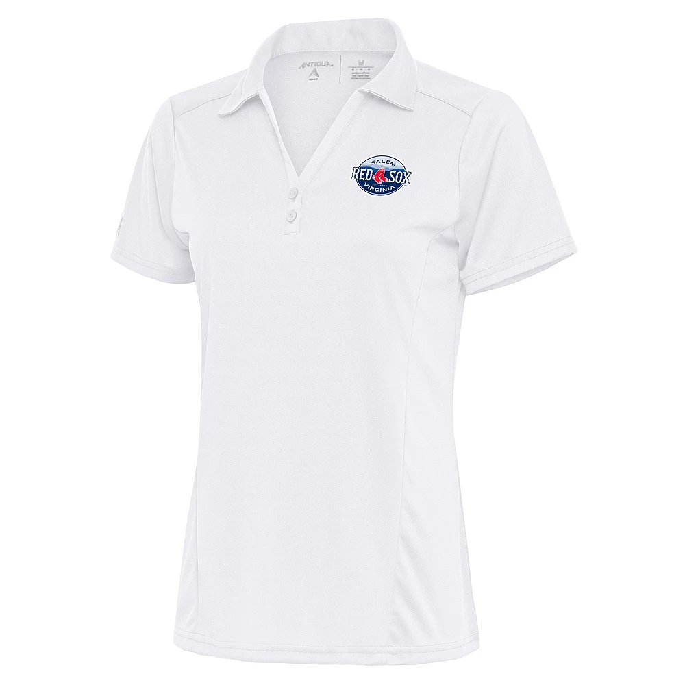 Women's Antigua White Salem Red Sox Tribute Polo