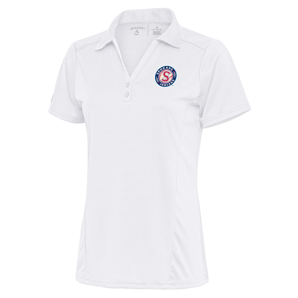 Women's Antigua White Spokane Indians Tribute Polo