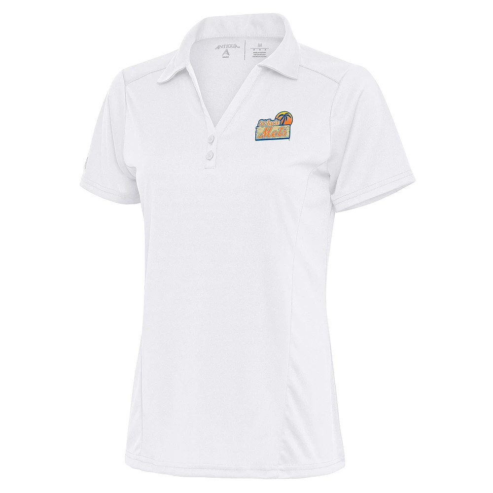Women's Antigua White St. Lucie Mets Tribute Polo