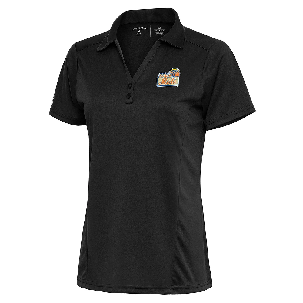 Women's Antigua Charcoal St. Lucie Mets Tribute Polo