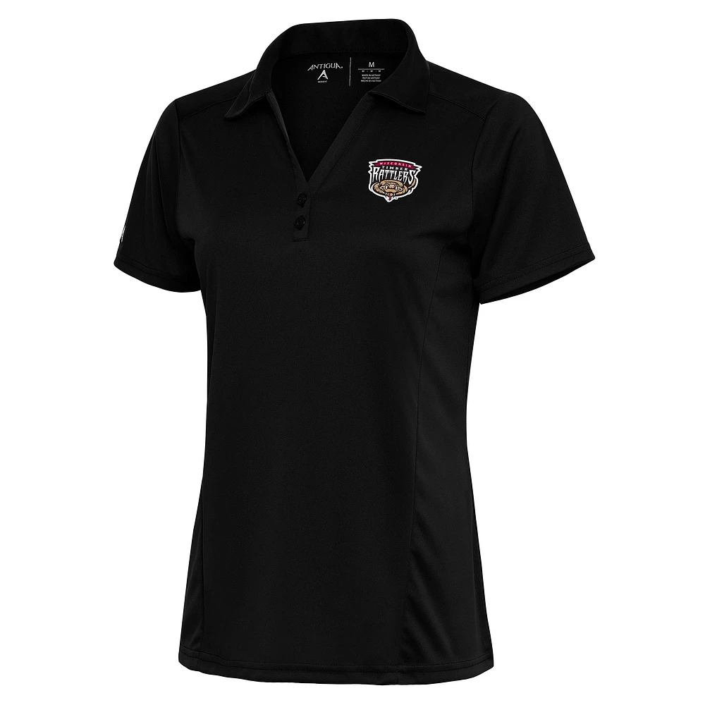 Women's Antigua Black Wisconsin Timber Rattlers Tribute Polo
