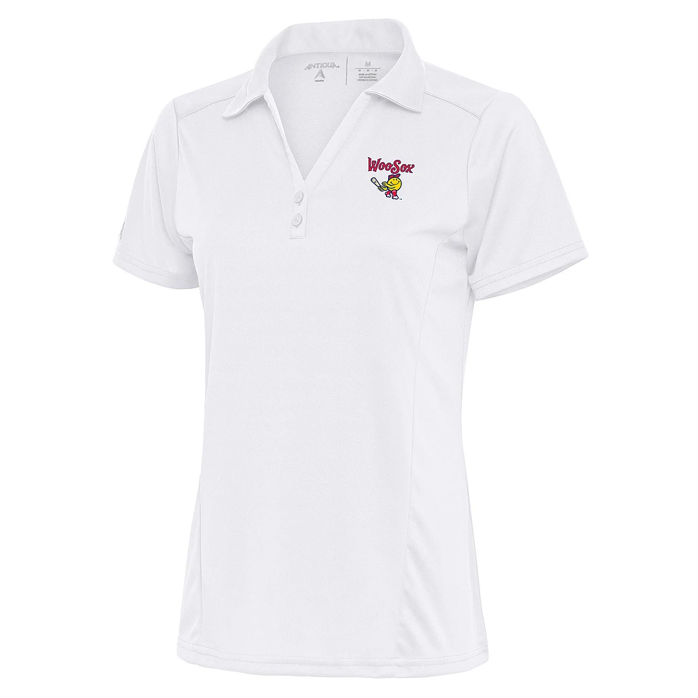 Women's Antigua White Worcester Red Sox Tribute Polo