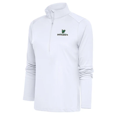 Women's Antigua White Augusta GreenJackets Tribute Half-Zip Pullover Top