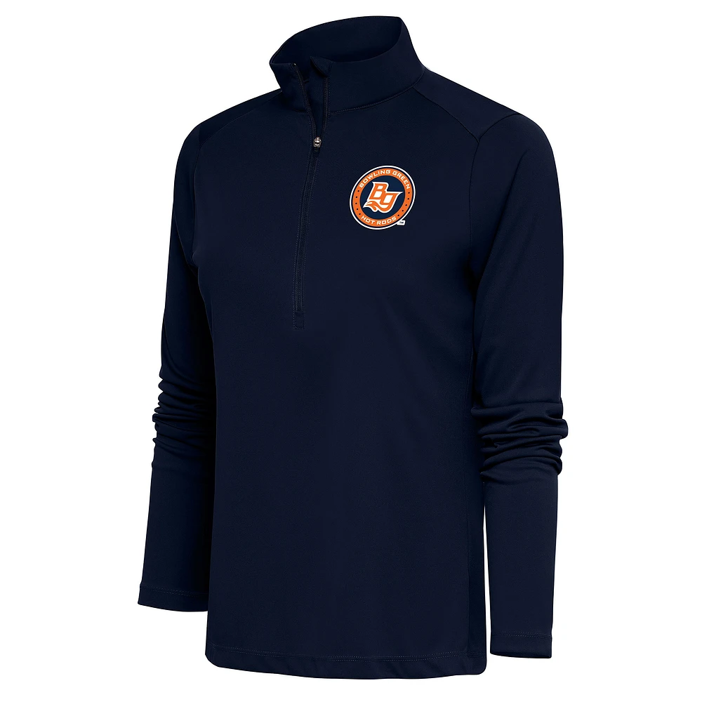 Women's Antigua Navy Bowling Green Hot Rods Tribute Half-Zip Pullover Top