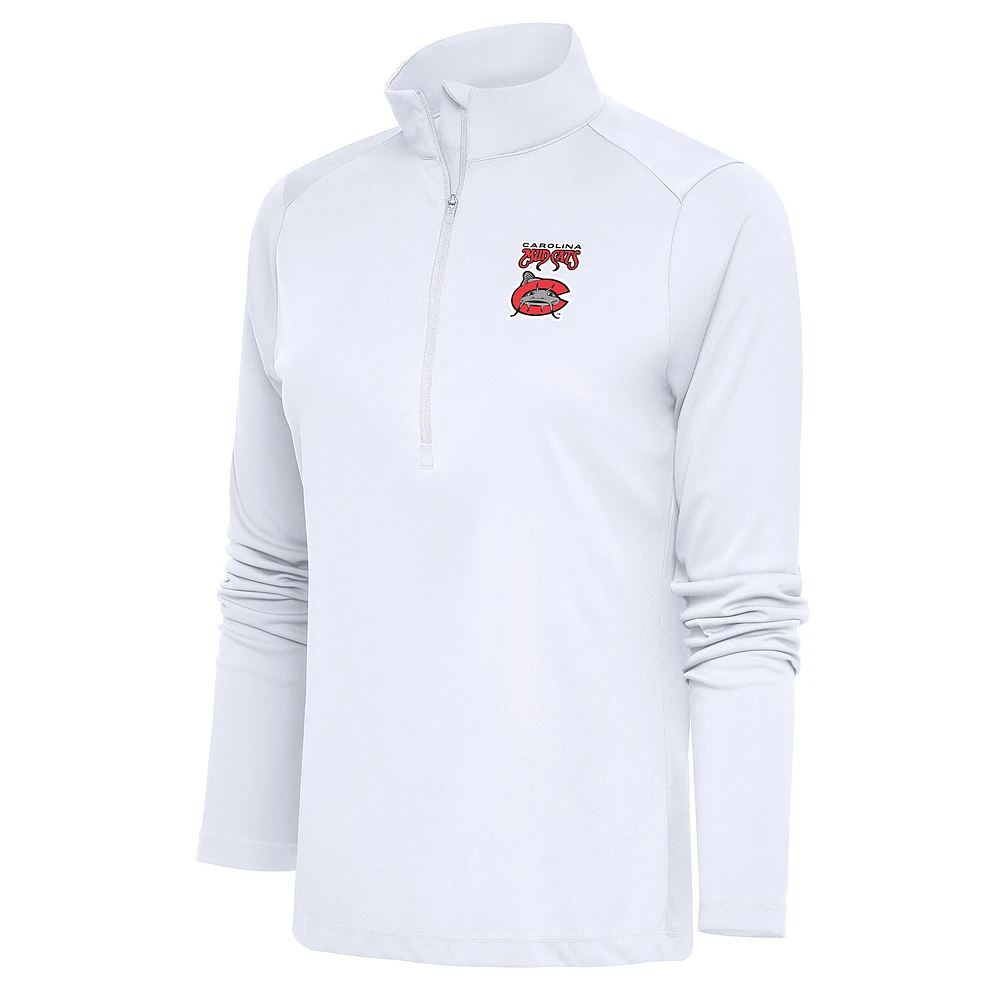 Women's Antigua Carolina Mudcats Tribute Half-Zip Pullover Top