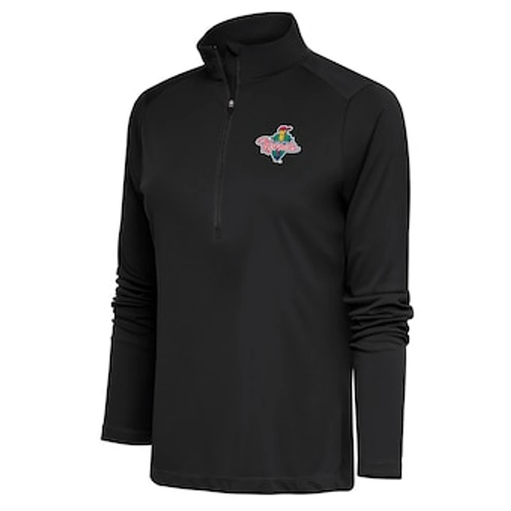 Women's Antigua Charcoal Cedar Rapids Kernels Tribute Half-Zip Pullover Top