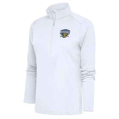 Women's Antigua White Charleston RiverDogs Tribute Half-Zip Pullover Top
