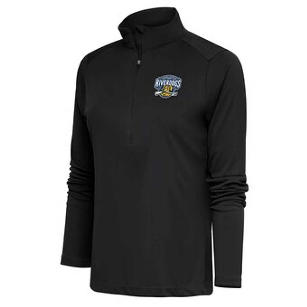 Women's Antigua Charcoal Charleston RiverDogs Tribute Half-Zip Pullover Top