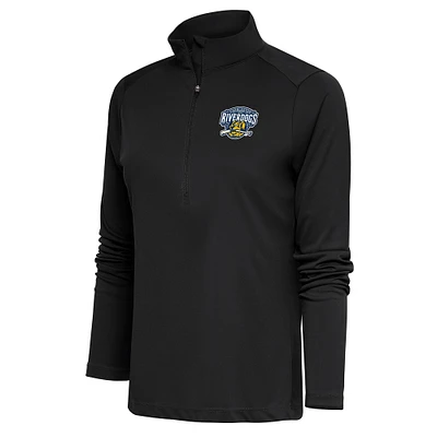 Women's Antigua Charcoal Charleston RiverDogs Tribute Half-Zip Pullover Top