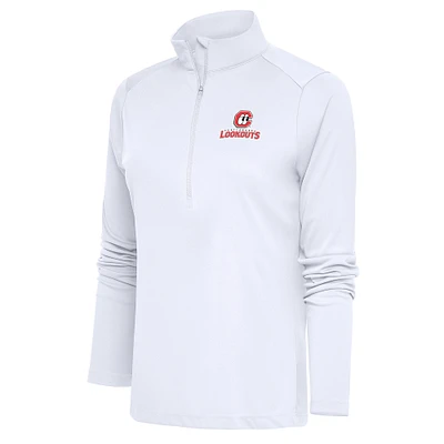 Women's Antigua White Chattanooga Lookouts Tribute Half-Zip Pullover Top